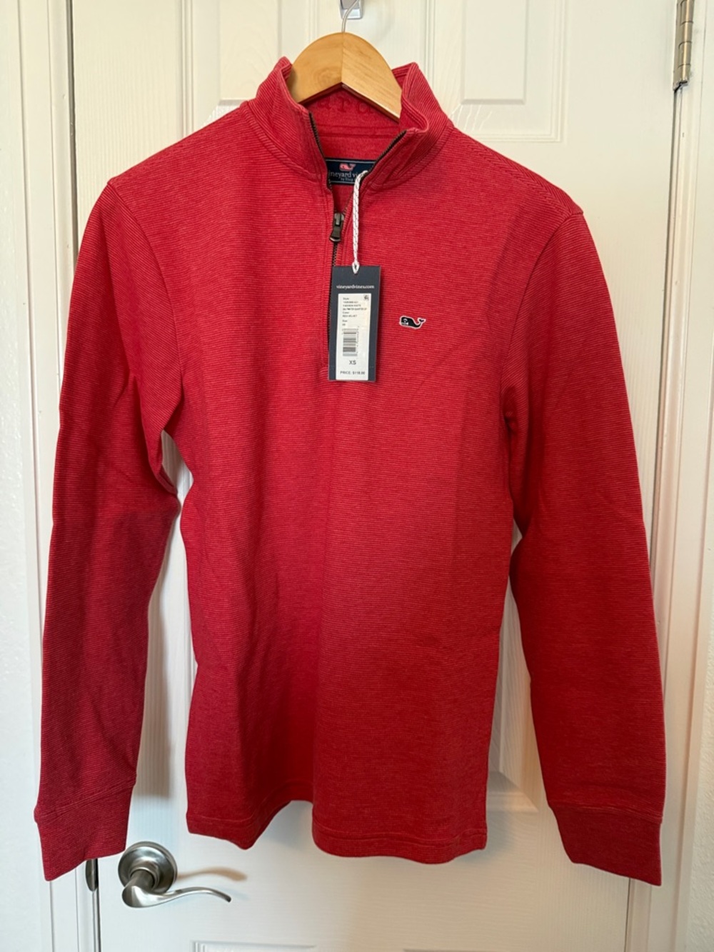 Vineyard Vines Men’s Saltwater Quarter Zip Pullover XS Red NWT